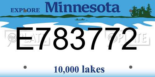 E783772 Minnesota License Plate