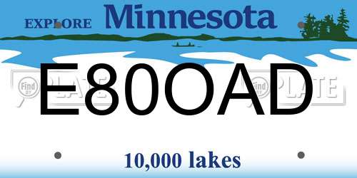 E80OAD Minnesota License Plate