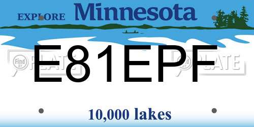 E81EPF Minnesota License Plate