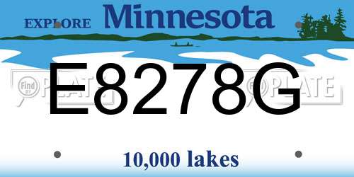 E8278G Minnesota License Plate