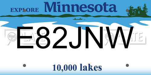 E82JNW Minnesota License Plate