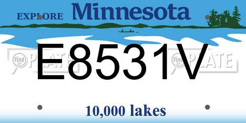 E8531V Minnesota License Plate