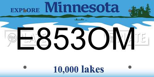 E853OM Minnesota License Plate
