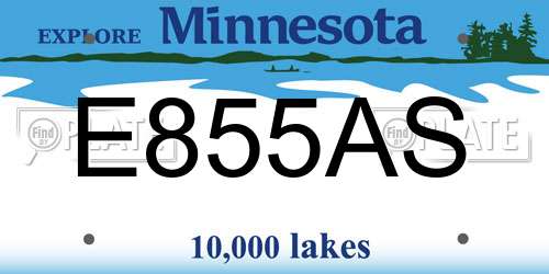 E855AS Minnesota License Plate