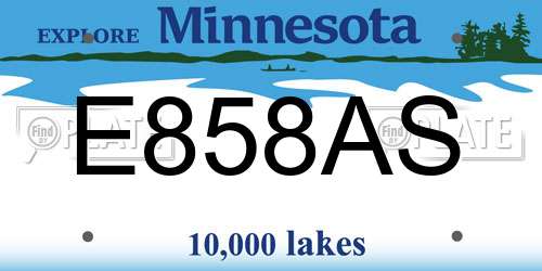 E858AS Minnesota License Plate