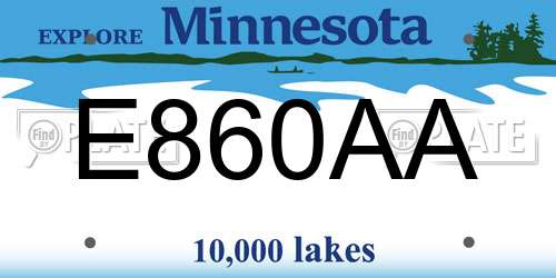 E860AA Minnesota License Plate