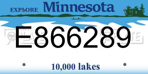 E866289 Minnesota License Plate