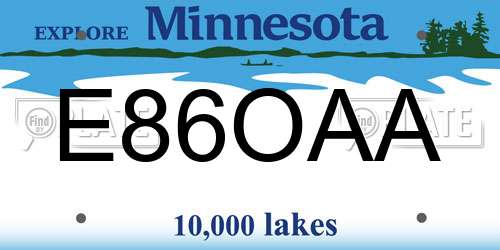 E86OAA Minnesota License Plate