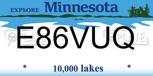 E86VUQ Minnesota License Plate