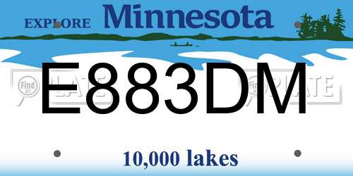 E883DM Minnesota License Plate