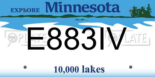 E883IV Minnesota License Plate