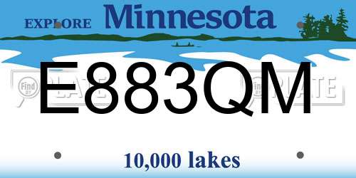 E883QM Minnesota License Plate