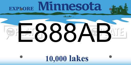 E888AB Minnesota License Plate