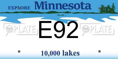 E92 Minnesota License Plate