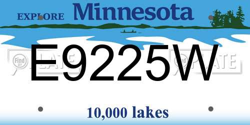 E9225W Minnesota License Plate