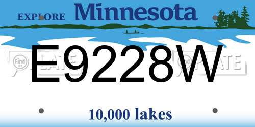 E9228W Minnesota License Plate