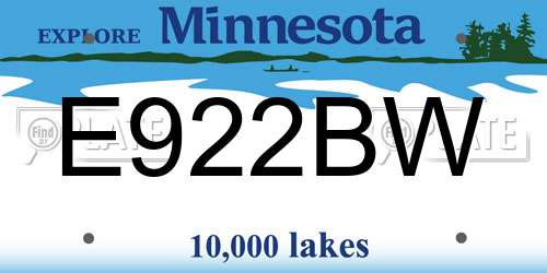 E922BW Minnesota License Plate