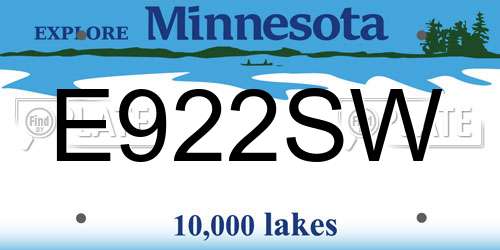 E922SW Minnesota License Plate