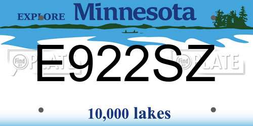 E922SZ Minnesota License Plate