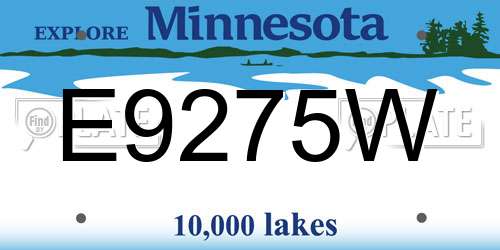 E9275W Minnesota License Plate