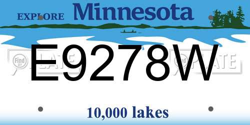 E9278W Minnesota License Plate