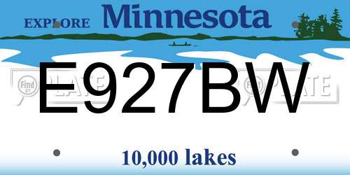E927BW Minnesota License Plate