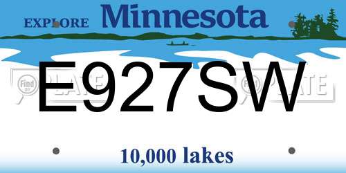 E927SW Minnesota License Plate