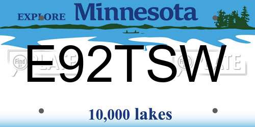 E92TSW Minnesota License Plate