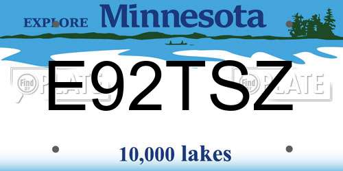 E92TSZ Minnesota License Plate