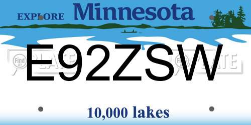 E92ZSW Minnesota License Plate