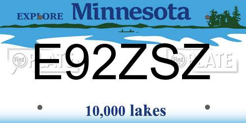 E92ZSZ Minnesota License Plate