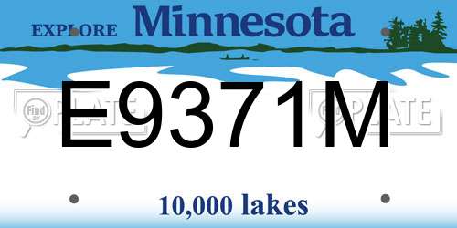 E9371M Minnesota License Plate