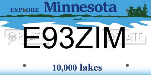 E93ZIM Minnesota License Plate