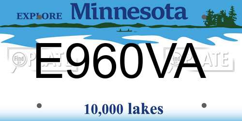 E960VA Minnesota License Plate