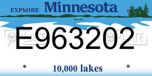 E963202 Minnesota License Plate