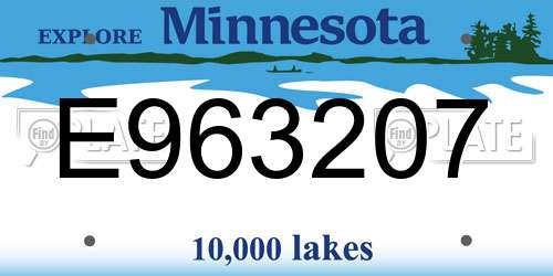 E963207 Minnesota License Plate