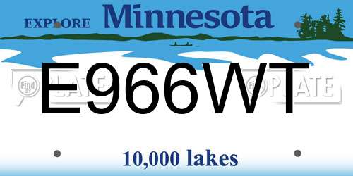 E966WT Minnesota License Plate