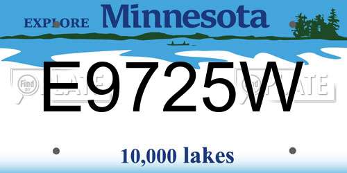 E9725W Minnesota License Plate