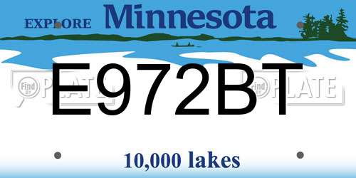 E972BT Minnesota License Plate