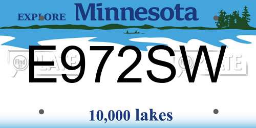 E972SW Minnesota License Plate