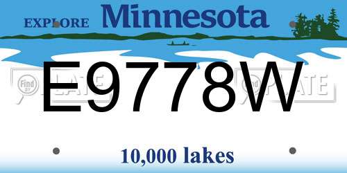 E9778W Minnesota License Plate