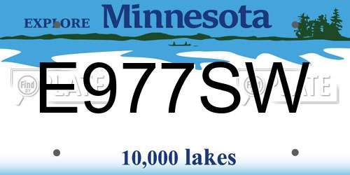 E977SW Minnesota License Plate
