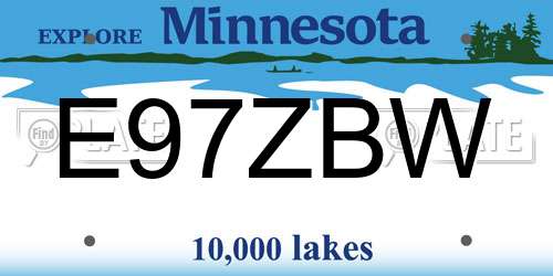 E97ZBW Minnesota License Plate