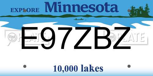 E97ZBZ Minnesota License Plate