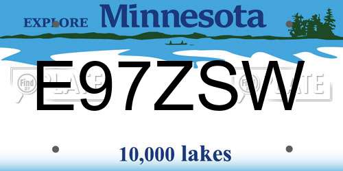 E97ZSW Minnesota License Plate