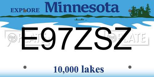 E97ZSZ Minnesota License Plate