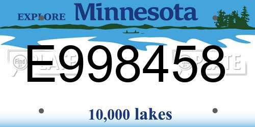 E998458 Minnesota License Plate