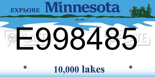 E998485 Minnesota License Plate