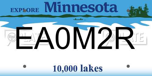 EA0M2R Minnesota License Plate