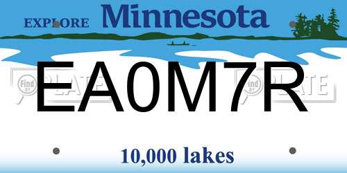 EA0M7R Minnesota License Plate